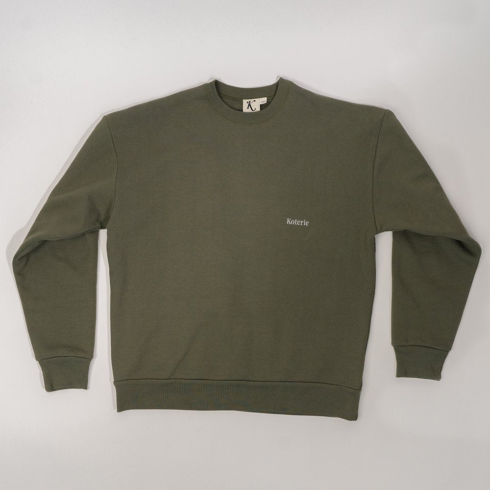 Drop Shoulder Crewneck (Olive Green)