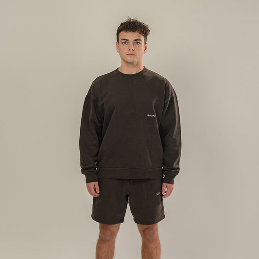 Drop Shoulder Crewneck (Chocolate Brown)