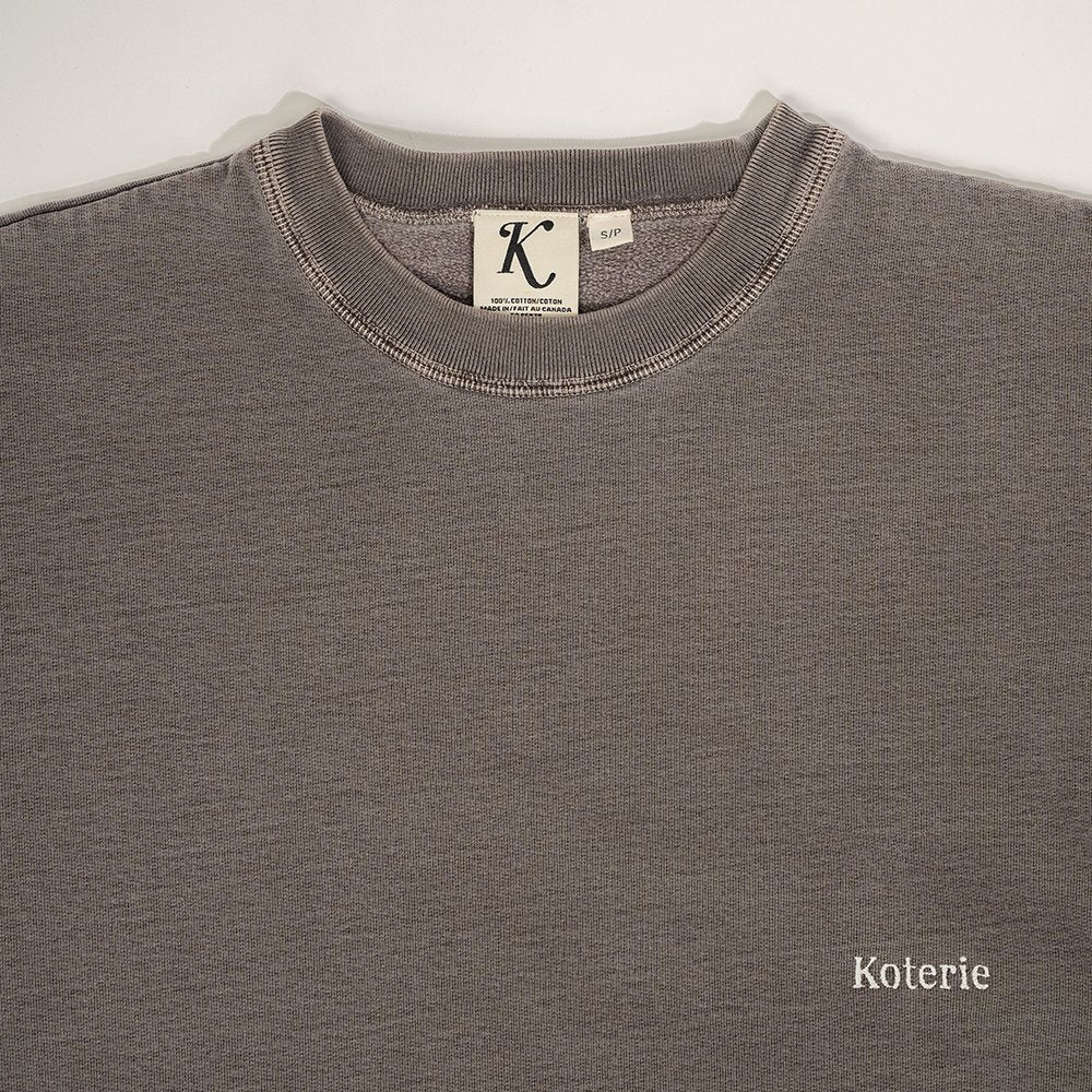 Drop Shoulder Crewneck (Stonewashed Grey)