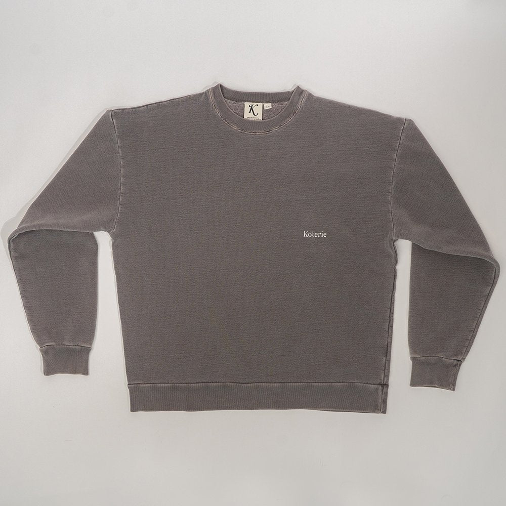 Drop Shoulder Crewneck (Stonewashed Grey)